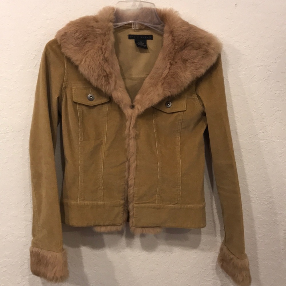 SHERI BODELL rabbit fur corduroy jacket coat Sm